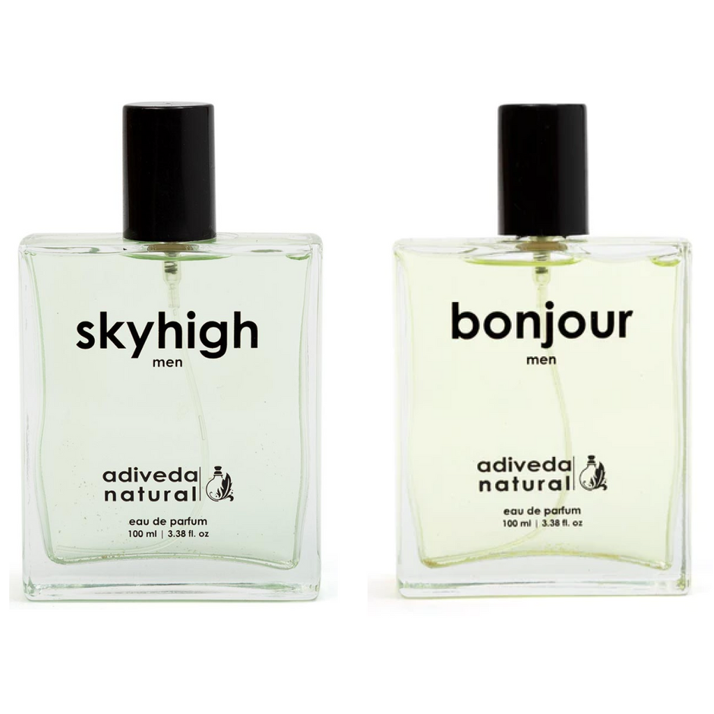 Adiveda Natural Bonjour and Sky High combo pack for men – luxury long-lasting perfume gift set