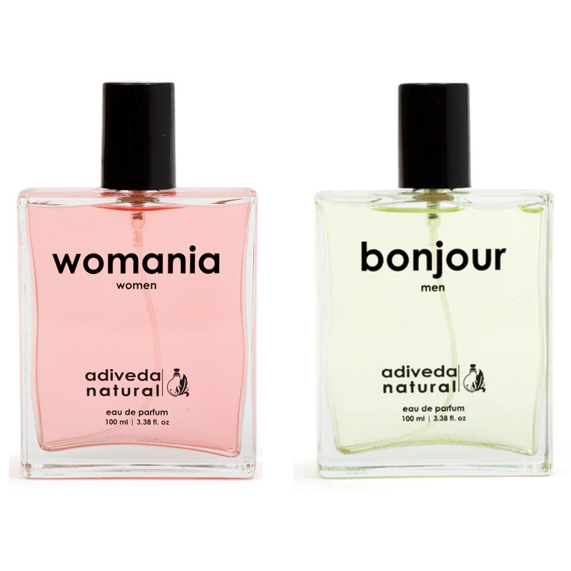 Adiveda Natural Bonjour and Womania fragrance gift set