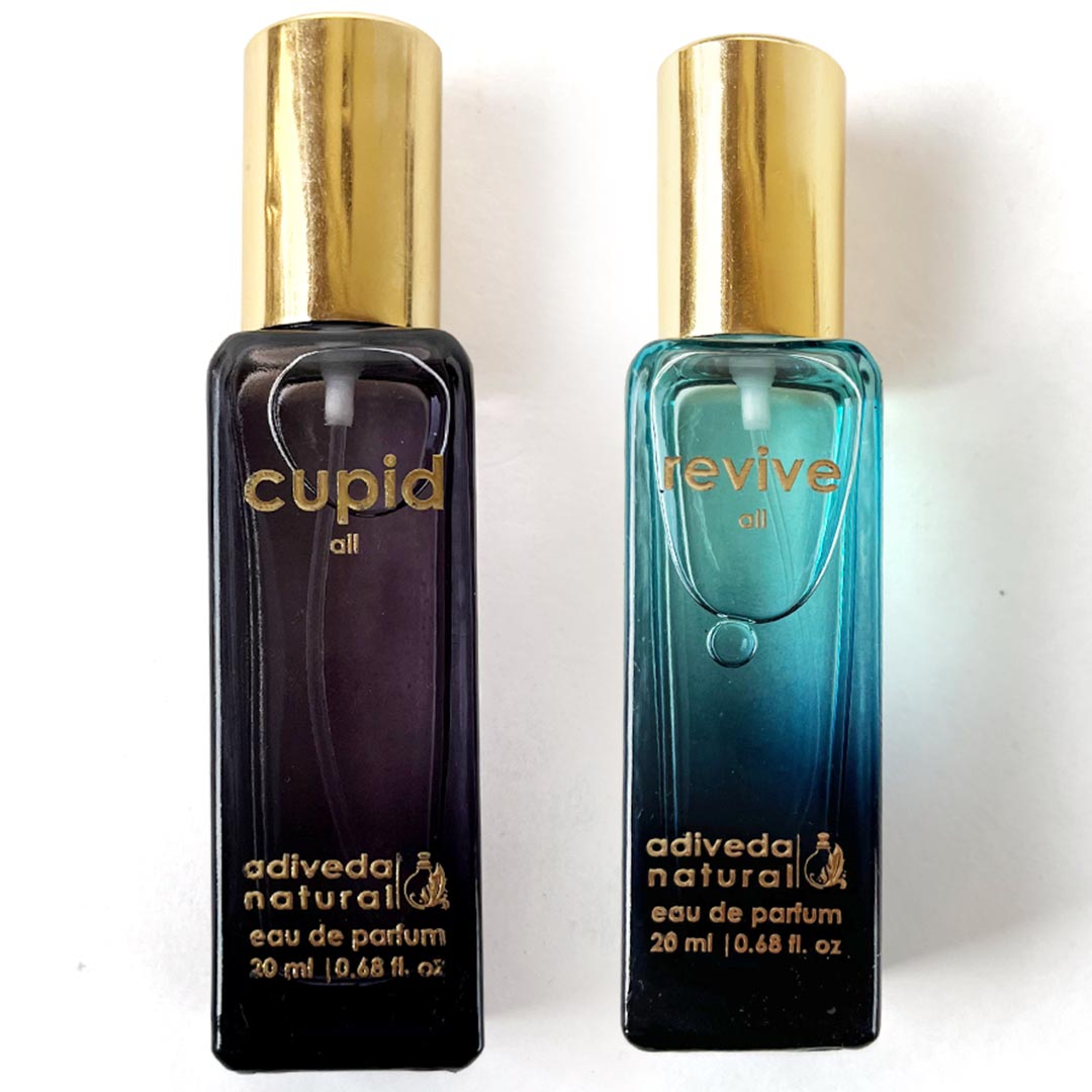 Luxury travel-size 20ml perfume set – Cupid for all and Revive for men/women by Adiveda Natural