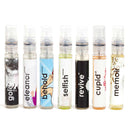 Set of 7 women’s pocket perfumes – assorted fragrance sprays including blush, gold, elevate, behold, selfish, revive, cupid, and memoir – travel size perfume set.