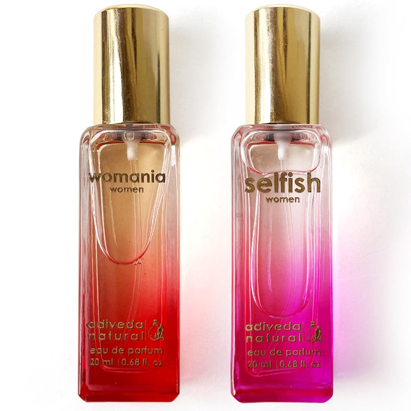 Adiveda Natural Womania and Selfish 2ml mini perfume 2-pack – pocket-friendly fragrance set