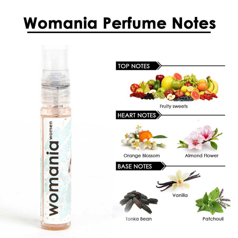 Womania perfume tester | fruity perfume sample | perfume miniature | mini perfume | perfume vial | buy perfume tester | perfume sampler india | fashion | Shopping | Lifestyle | Luxury | Affordable Price | Top Selling Perfumes | Cologne | Fragrance | Scent | EDP | Eau De Parfum | Parfum | Top Position In India | Indian Perfume | Natural Perfume's | Adiveda Natural Perfume