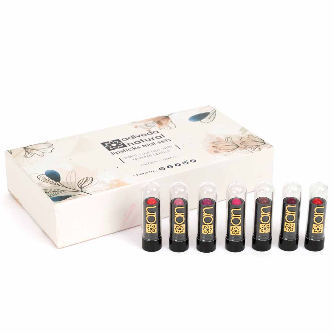 Natural Lipstick | Matte Lipstick Gift Set | set of 7 lipsticks | creamy lipsticks |  lipsticks combo pack for women | Natural | Organic | Beauty Product | Cosmetics Product | Natural Lipsticks | Organic Matte Lips | India Cosmetics Products | Adiveda Natural