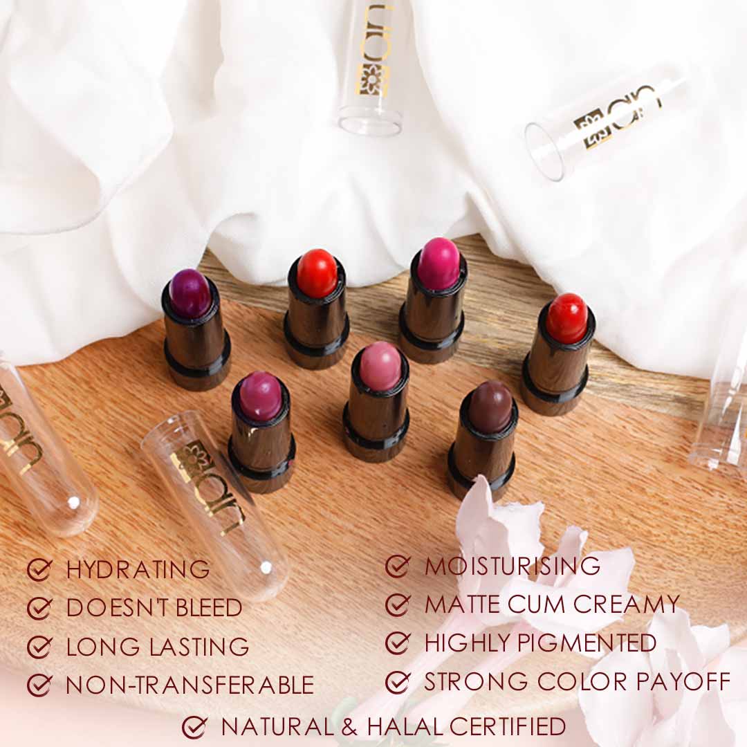 Natural Lipstick | Matte Lipstick Gift Set | set of 7 lipsticks | creamy lipsticks |  lipsticks combo pack for women | Natural | Organic | Beauty Product | Cosmetics Product | Natural Lipsticks | Organic Matte Lips | India Cosmetics Products | Adiveda Natural 