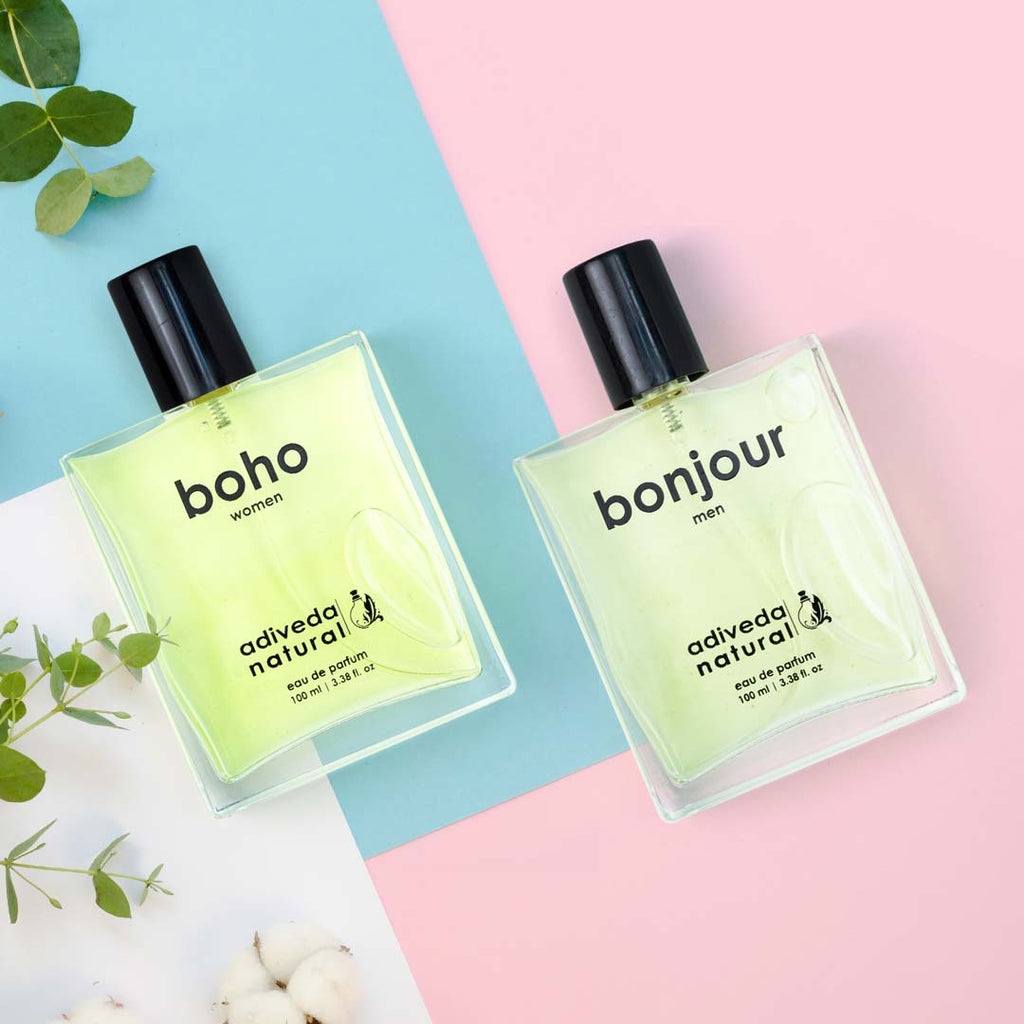perfume gift set for men and women |  boho perfume |  bonjour perfume  | Boho Perfume For women | Bonjour Perfume For Men | Scent | Fragrance | Colonge | Woody perfume | fresh Perfume | Sweet Perfume | Spicy Perfume | fashion | Shopping | Lifestyle | Luxury | Natural Perfume | organic Perfume | Indian Perfume | Adiveda Natural Perfume | Adiveda Natural  | 100 ml Perfume 